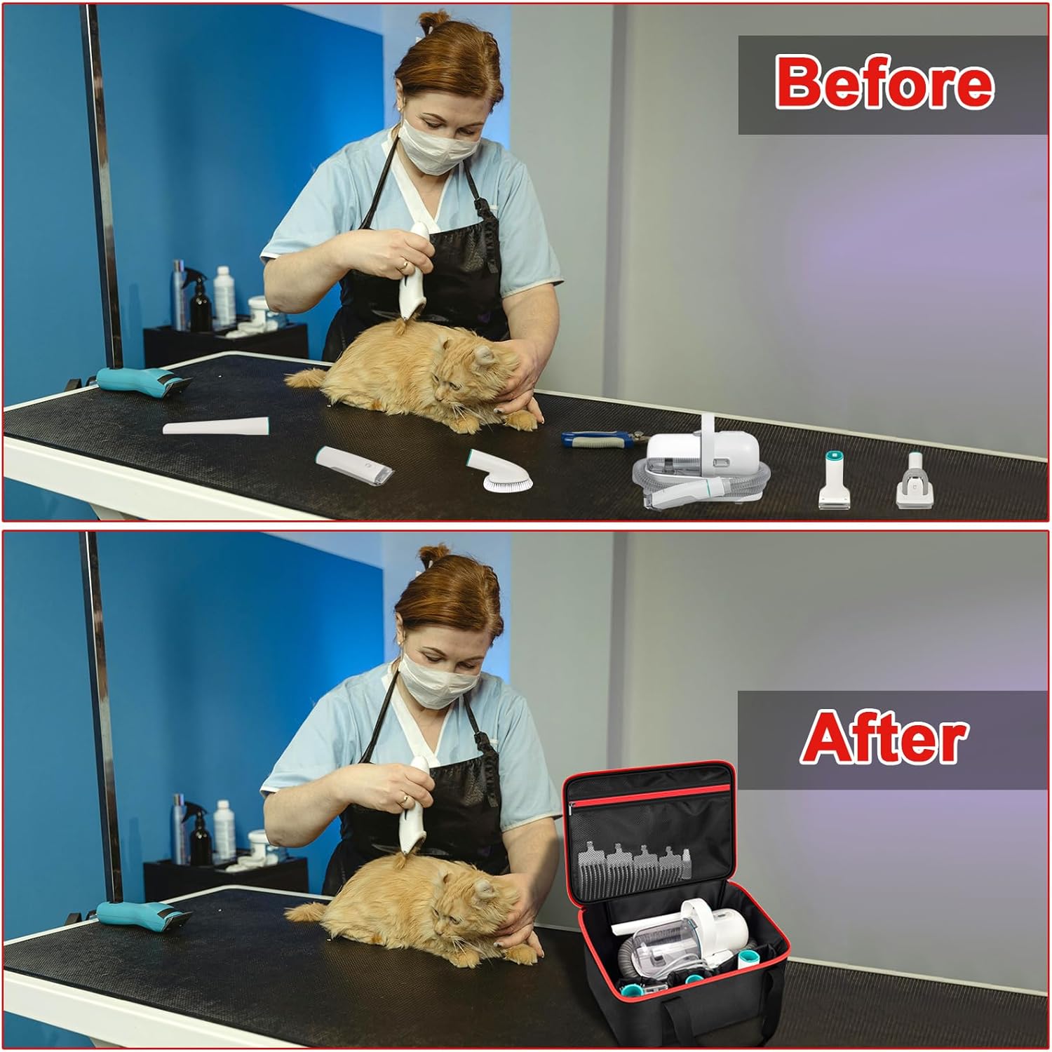 Universal Pet Grooming Supplies Organizer for Oneisall/For Neabot Neakasa P1 Pro Dog Hair Vacuum, Dog Grooming Kit Tools Bag, Hold for Clippers Nail Grinder, Cleaning Brush, Trimmer, Nozzle -Box Only