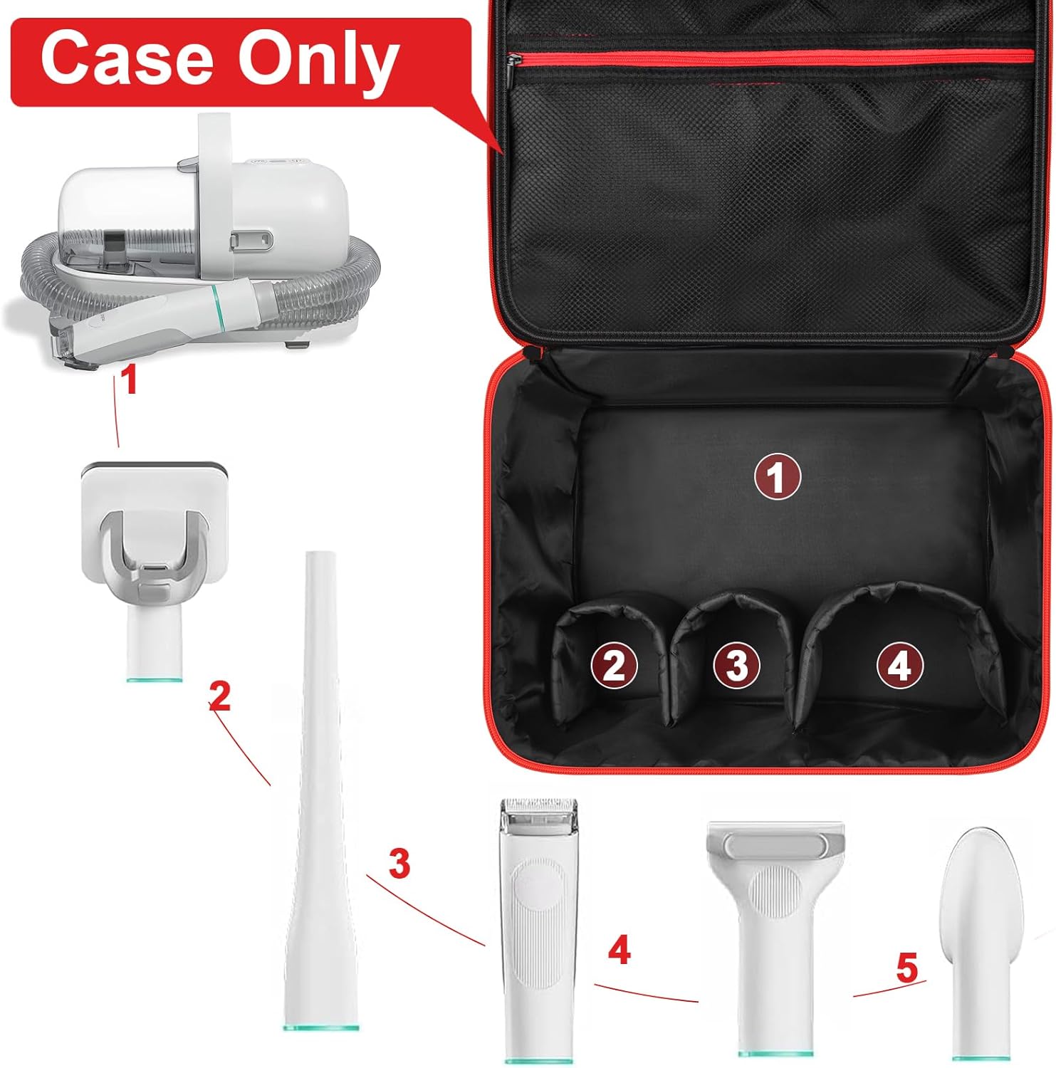 Universal Pet Grooming Supplies Organizer for Oneisall/For Neabot Neakasa P1 Pro Dog Hair Vacuum, Dog Grooming Kit Tools Bag, Hold for Clippers Nail Grinder, Cleaning Brush, Trimmer, Nozzle -Box Only